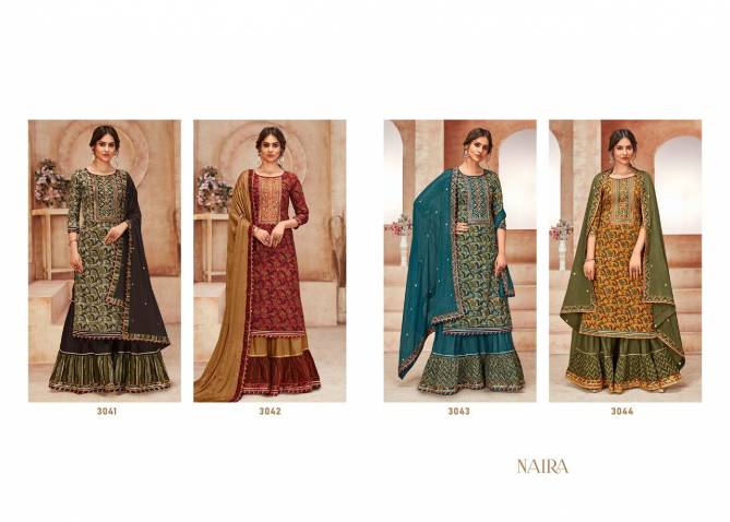 Rangoon Naira Exclusive Cotton Embroidery Work Heavy Wedding Wear Ready Made Collection
